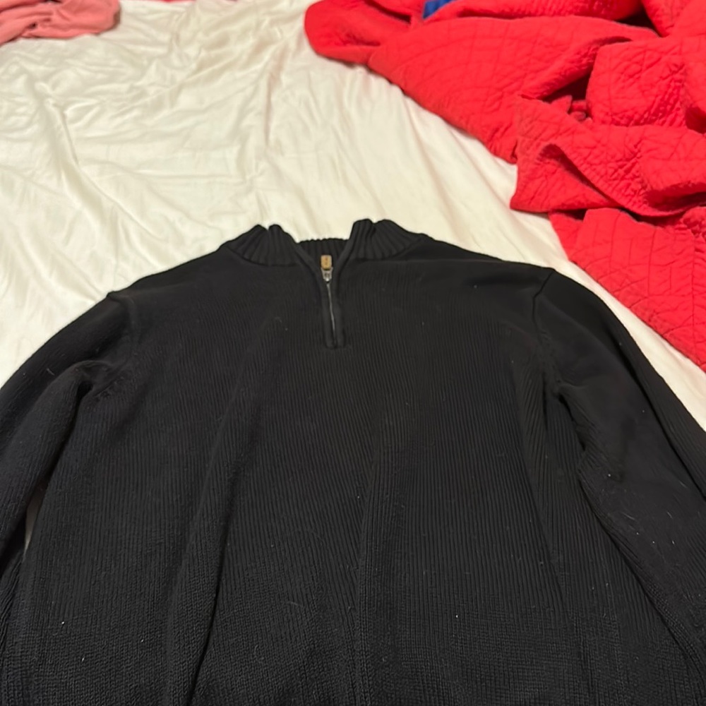 st johns bay 1/4 zip sweater black medium